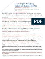 Explicamos El Origen Del Agua y Su Distribución en Diversas Fuentes