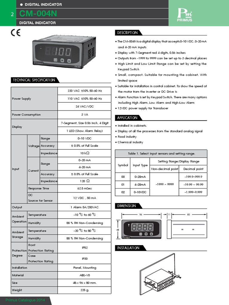 CM-004N Digital Indicator Overview | PDF | Power Supply | Electrical ...