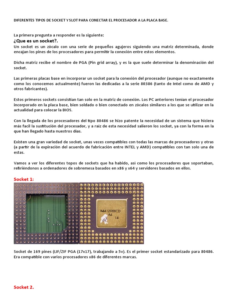 Tipos de Socket y Slot para Procesadores | PDF | Arquitectura de ...