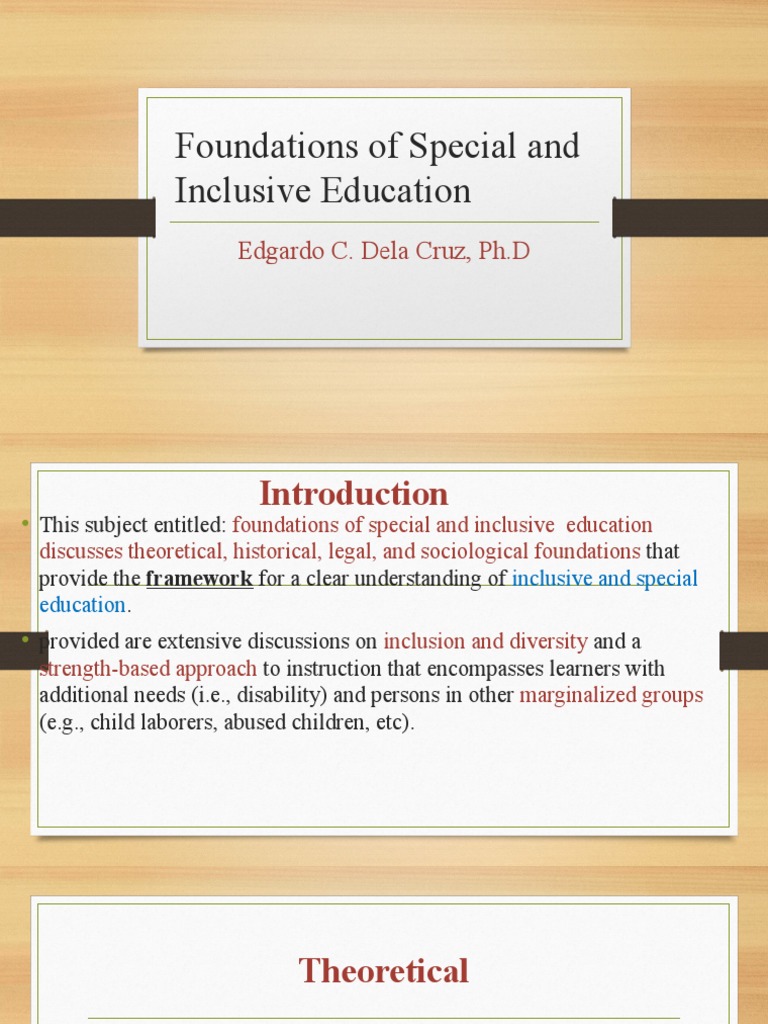 Foundations of Special and Inclusive Education | PDF | Inclusion ...