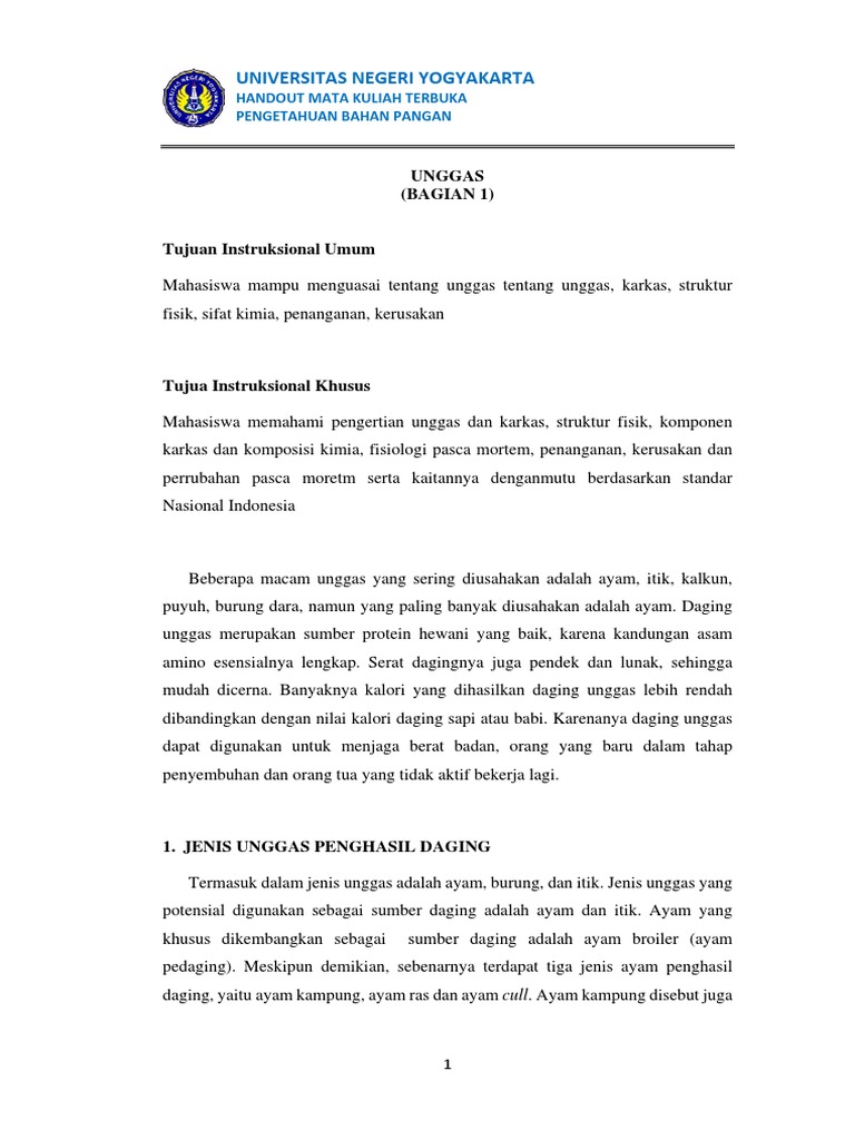 Handout Unggas Bagian 1 Pdf
