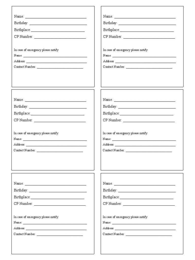 Brgy Id Form PDF Brgy Id Form PDF