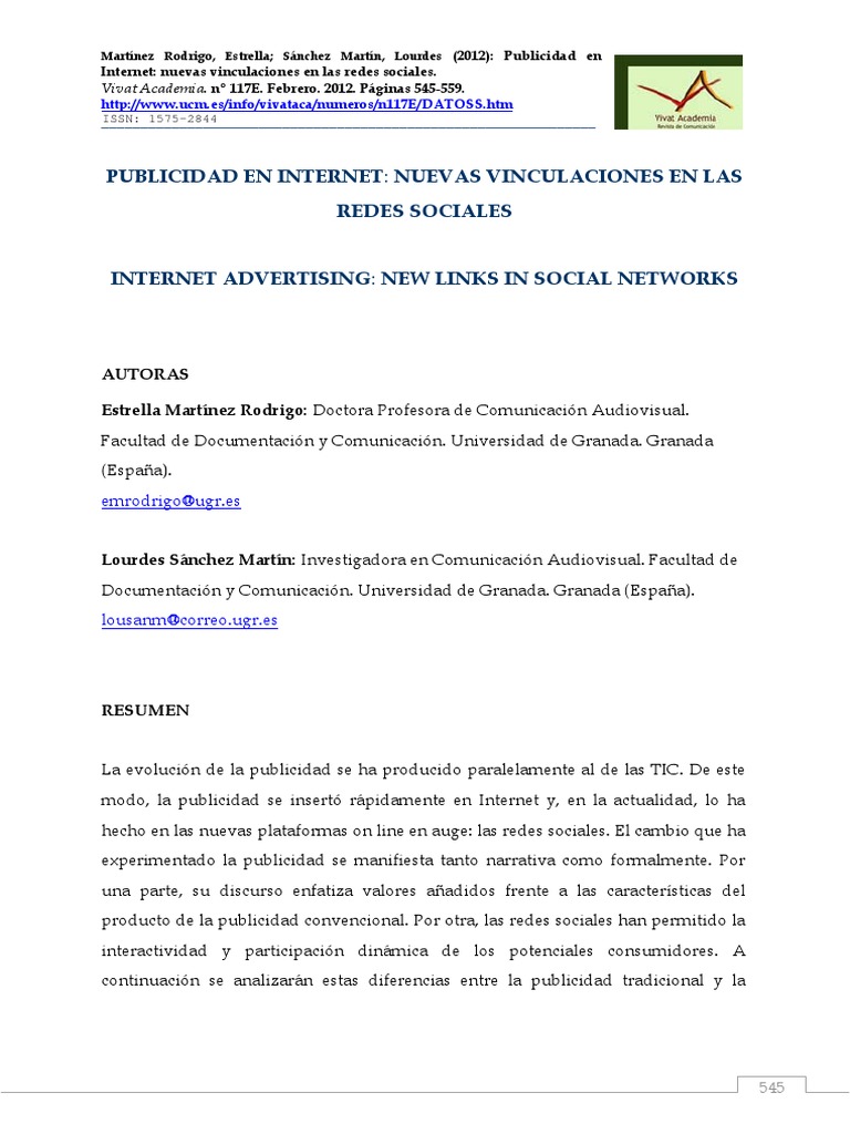 Publicidad en Redes Sociales: Nuevas Estrategias | PDF | Servicio de ...
