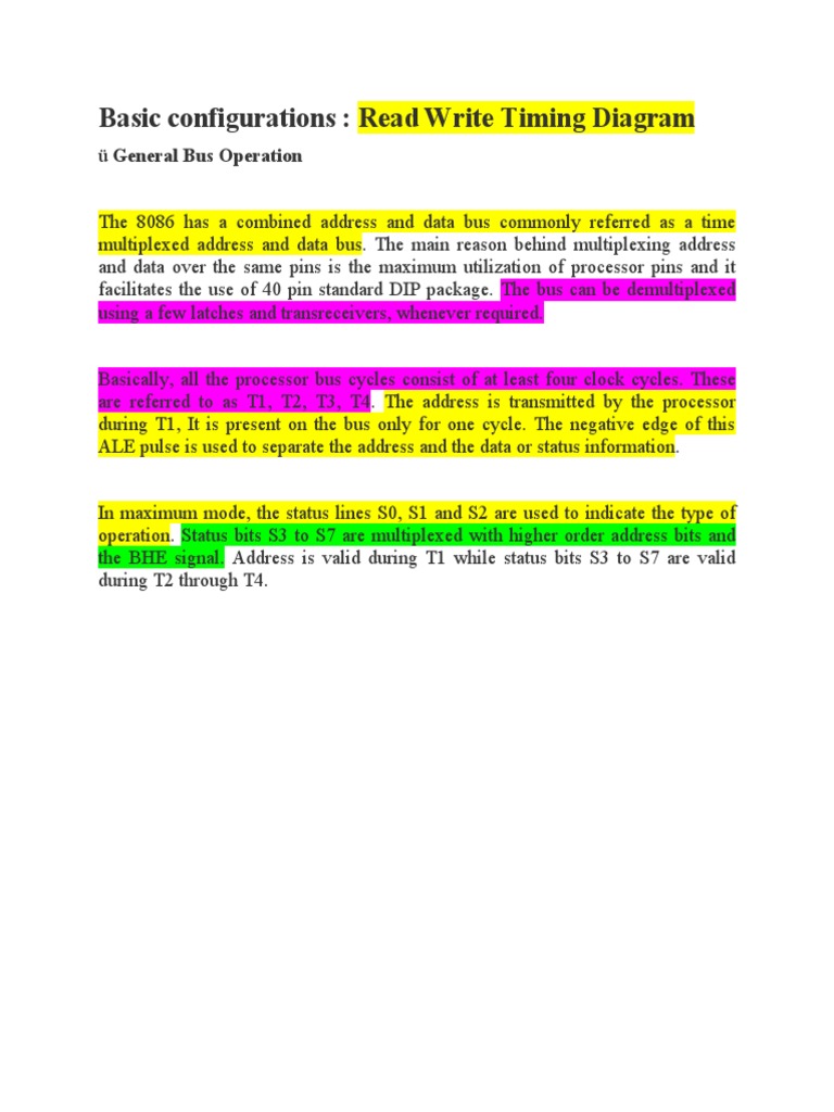 Basic Configurations: Read Write Timing Diagram | PDF | Computers