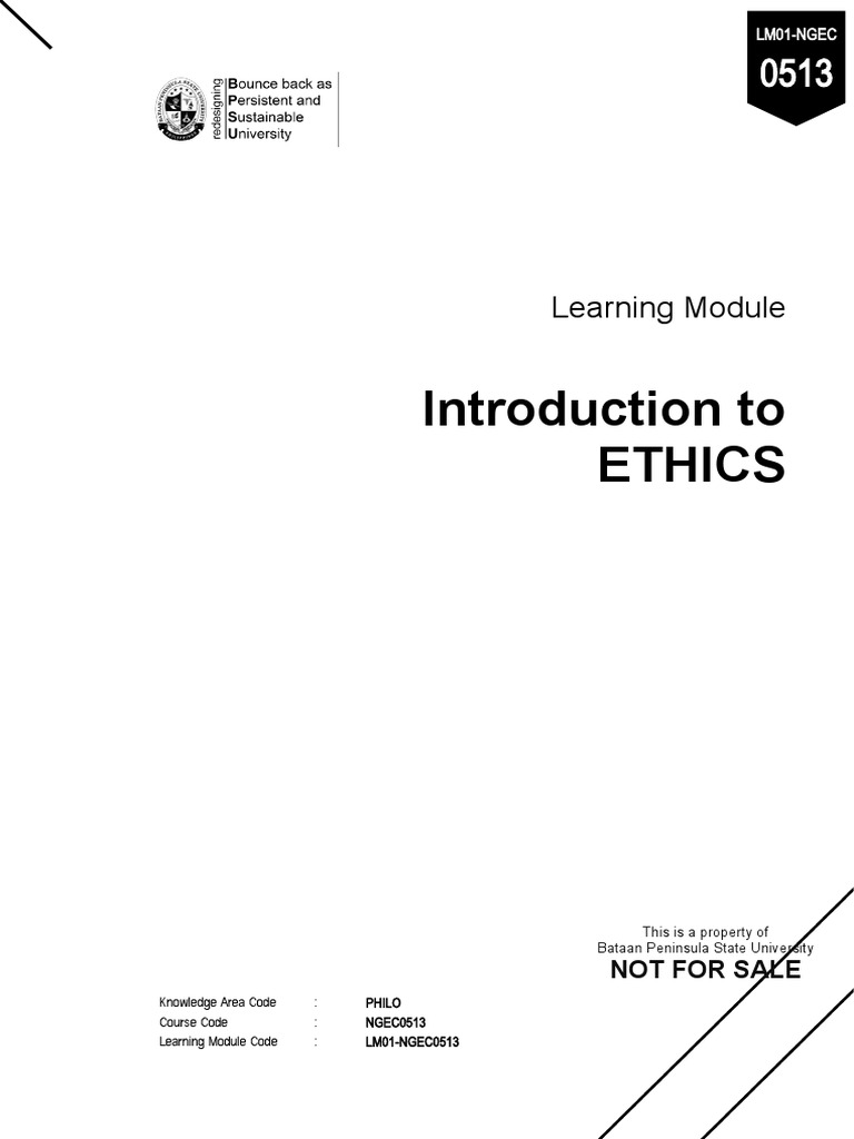 Module 1 ETHICS AND THE HUMAN PERSON For Upadating 1 | PDF | Morality ...