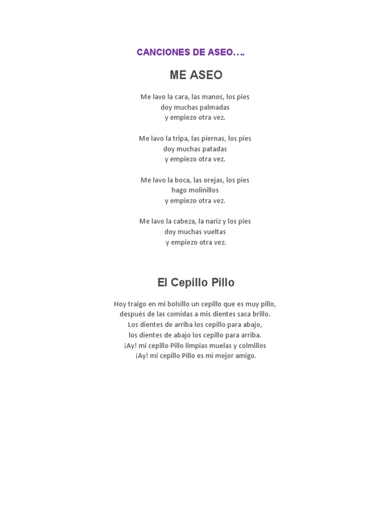 Idear fax escritorio Canciones de Aseo | PDF