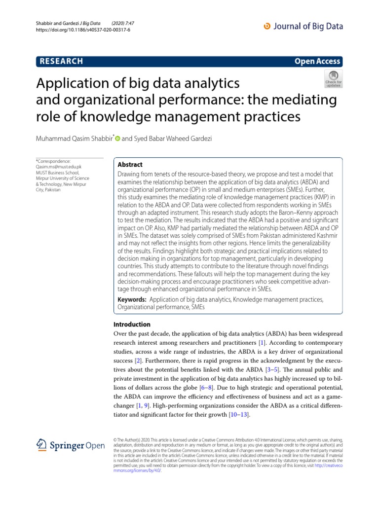 Application of Big Data Analytics and Organizational Performance | PDF ...