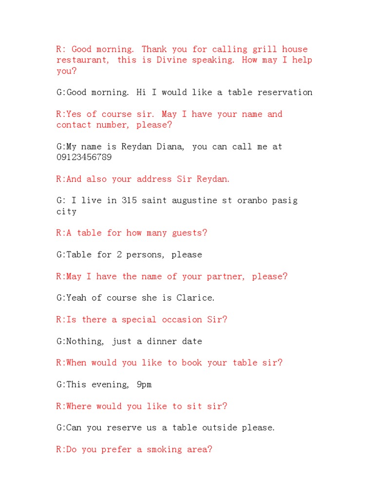 Food and Beverage Script PDF