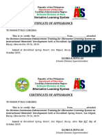 Certificate of Apperance