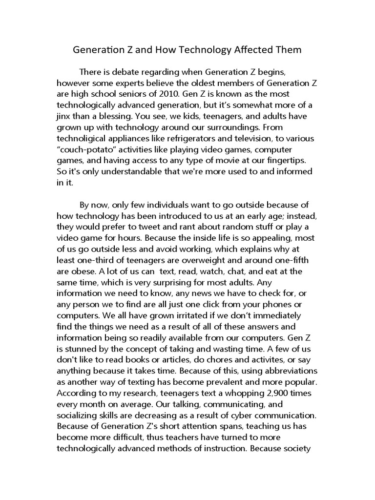 Generation z and how technology affected them pdf adolescence