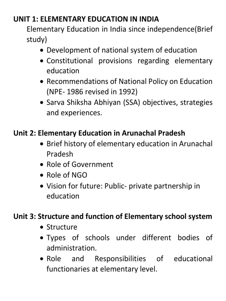 Overview of Elementary Education in India | PDF
