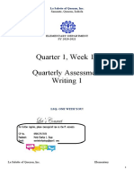 Quarter 1, Week 10 Quarterly Assessment Writing 1: Samonte, Quezon, Isabela