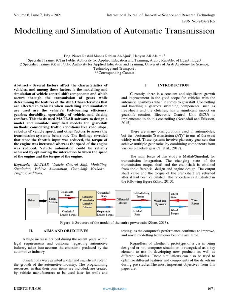 Modeling An Automatic Transmission And Controller – MFICS