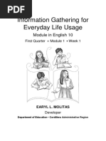 Information Gathering For Everyday Life Usage: Module in English 10