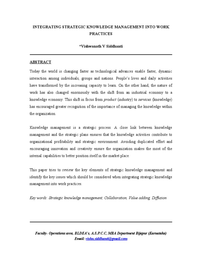 Strategic Knowledge Management Integration | PDF | Knowledge Management ...