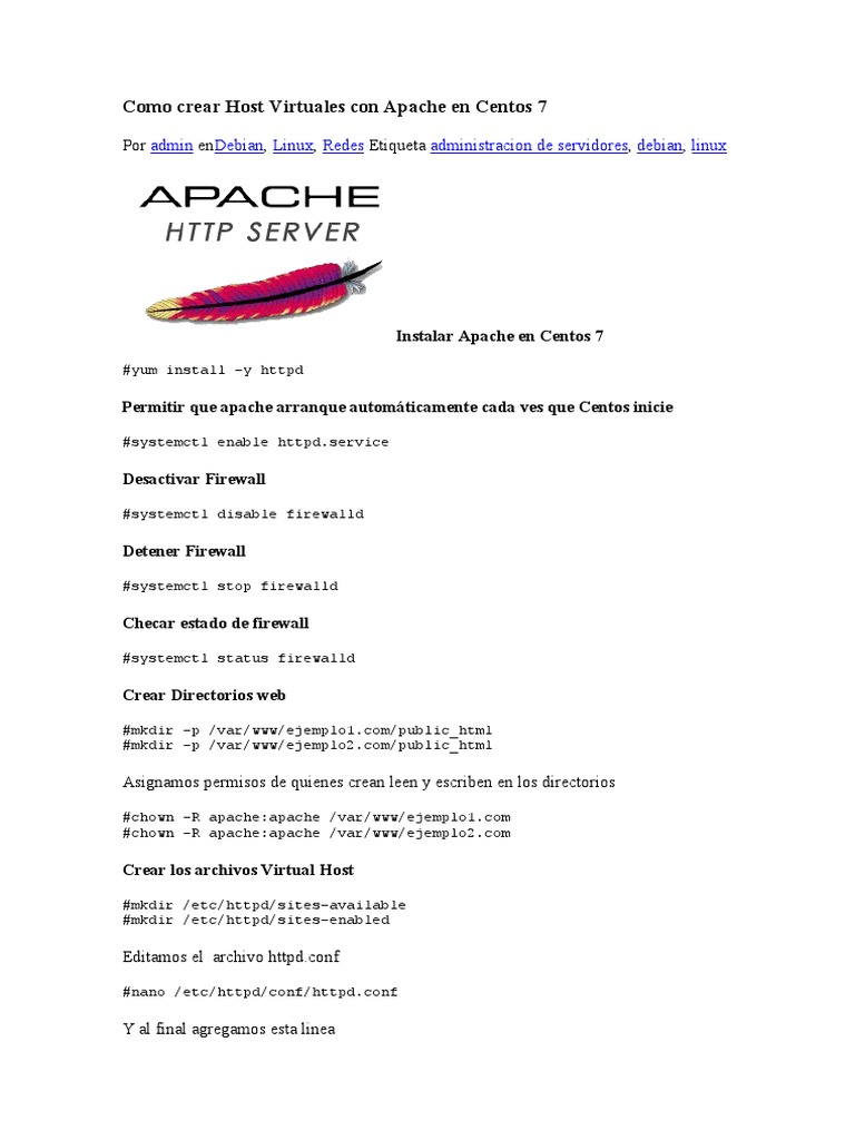 Como Crear Host Virtuales Con Apache En Centos 7 Descargar Gratis Pdf
