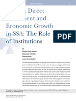 Foreign Direct Investment and Economic Growth in SSA:: The Role of Institutions