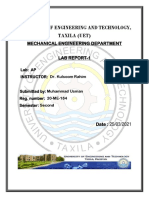University of Engineering and Technology, Taxila (Uet) : Mechanical Engineering Department Lab Report-1