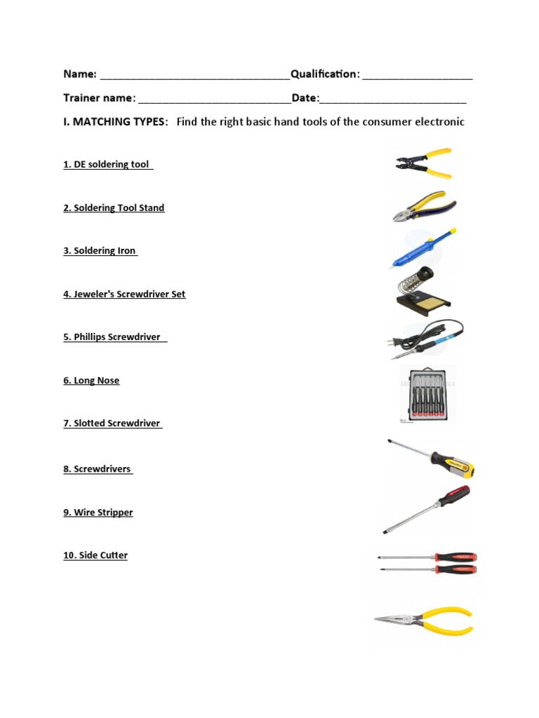 Assignment Quiz of Tool PDF Soldering Screw