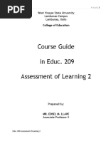 Course Guide in Educ 209 - Assessment of Learning 2 - PDF File