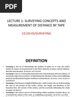 Lecture 1: Surveying Concepts and Measurement of Distance by Tape