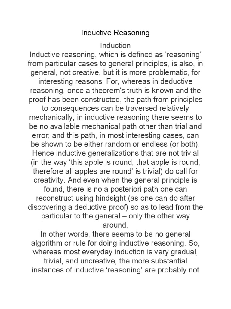 Inductive Reasoning | PDF | Inductive Reasoning | Reason