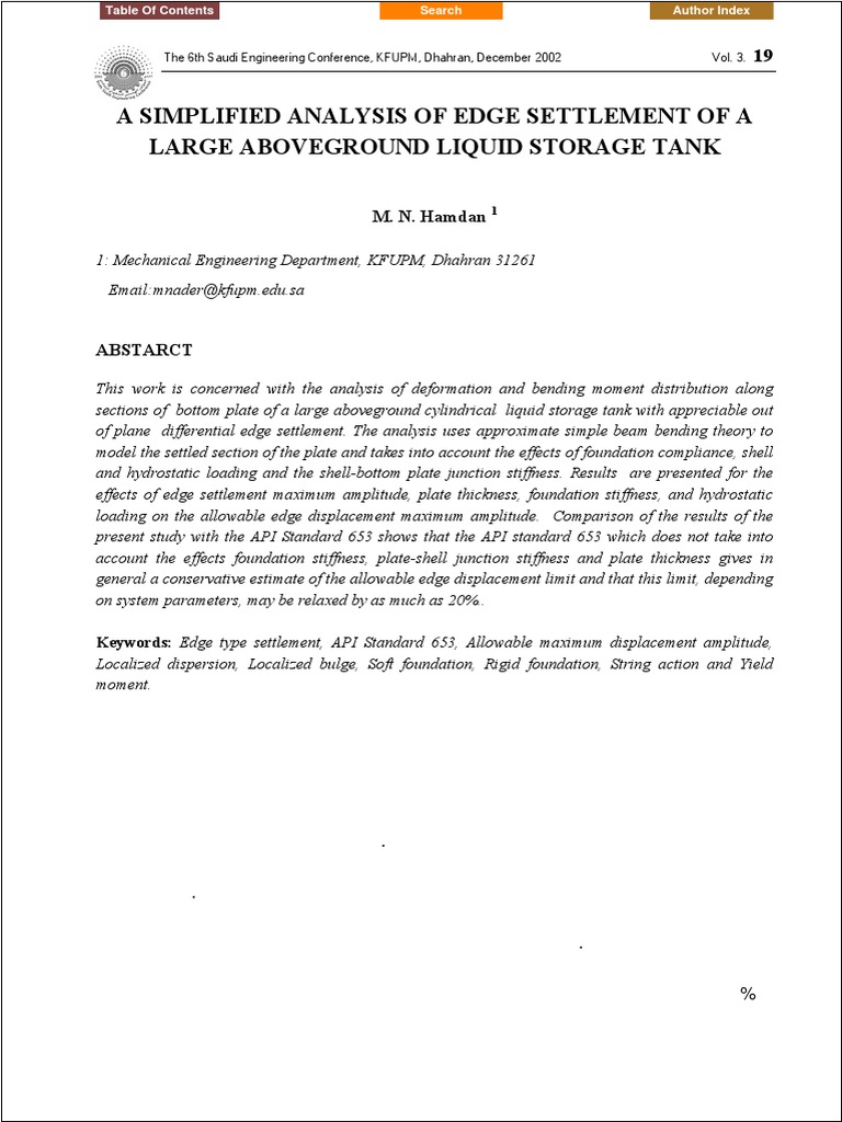 A Simplified Analysis of Edge Settlement of A Large Aboveground Liquid ...