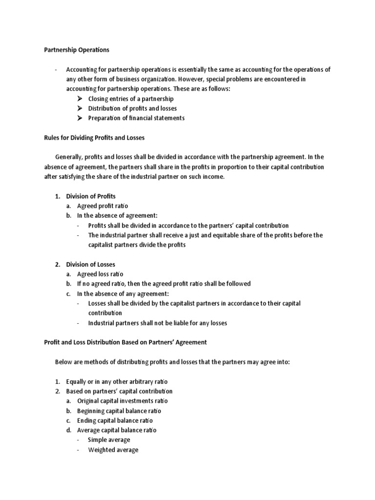 Partnership Operations Pdf Partnership Income Statement