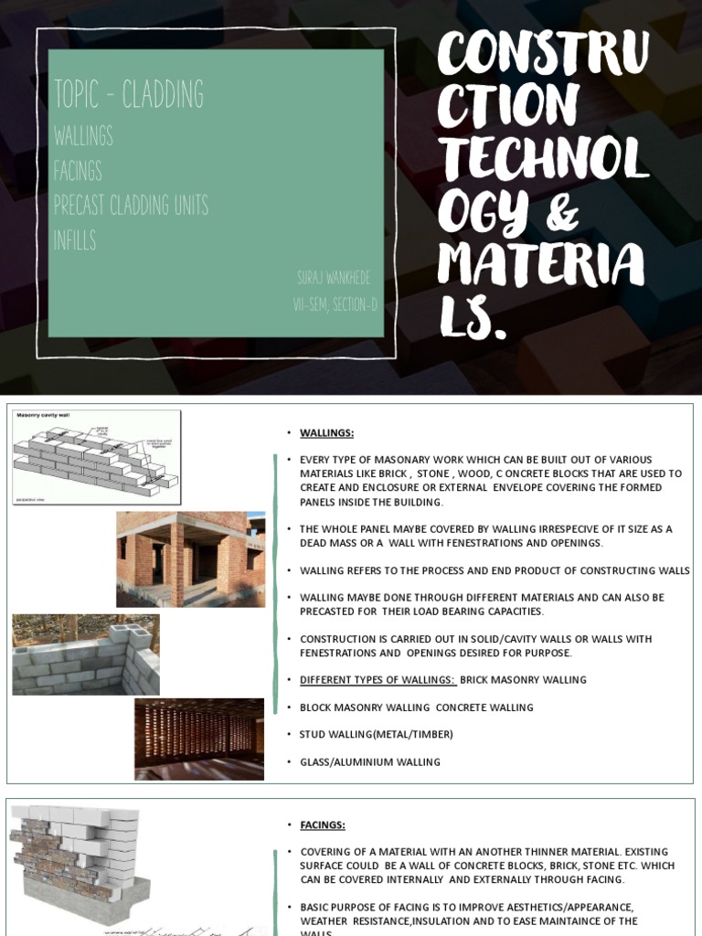 Topic - Cladding: Wallings Facings Precast Cladding Units Infills | PDF ...