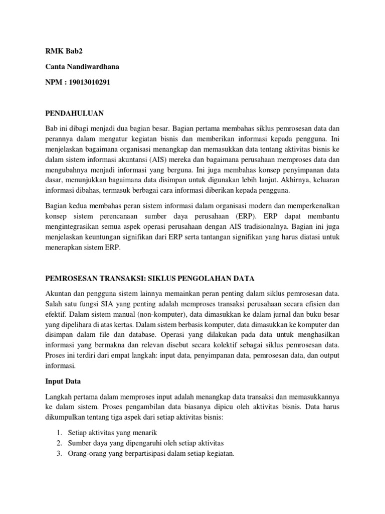 Pemrosesan Transaksi: Siklus Pengolahan Data | PDF | Bisnis | Komputer