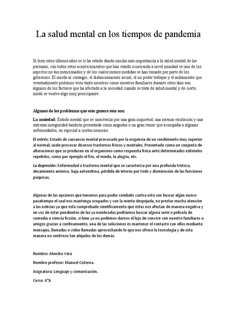 Salud Mental en Pandemia | PDF