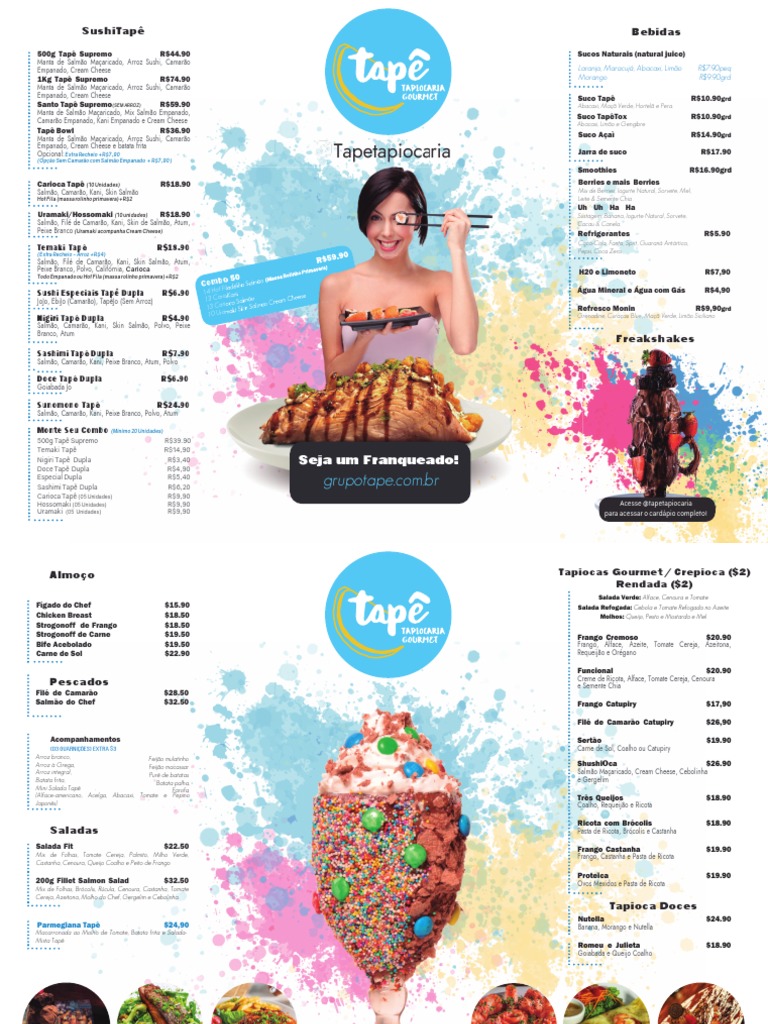 Cardápio Tapê: Sushi e Bebidas | PDF | Alimentos | Culinária