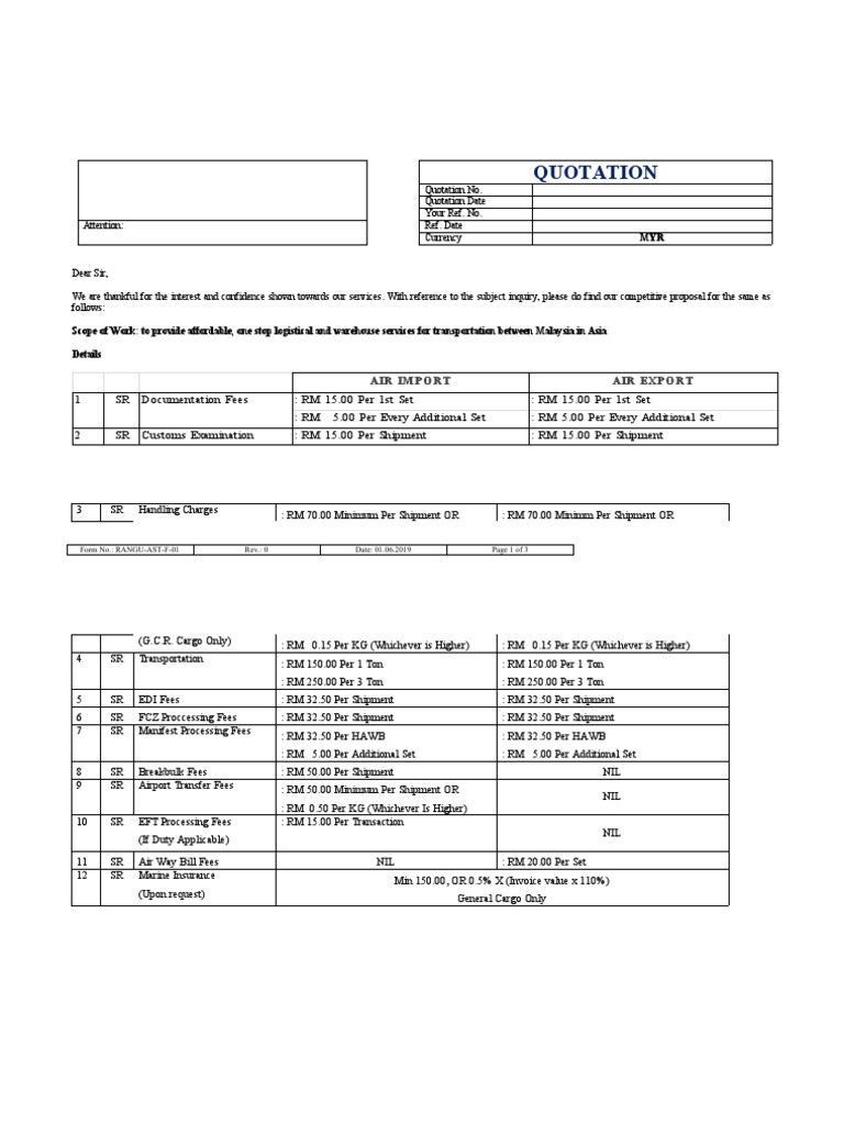 Lorry Transport Quotation Malaysia | PDF | Cargo | Transport