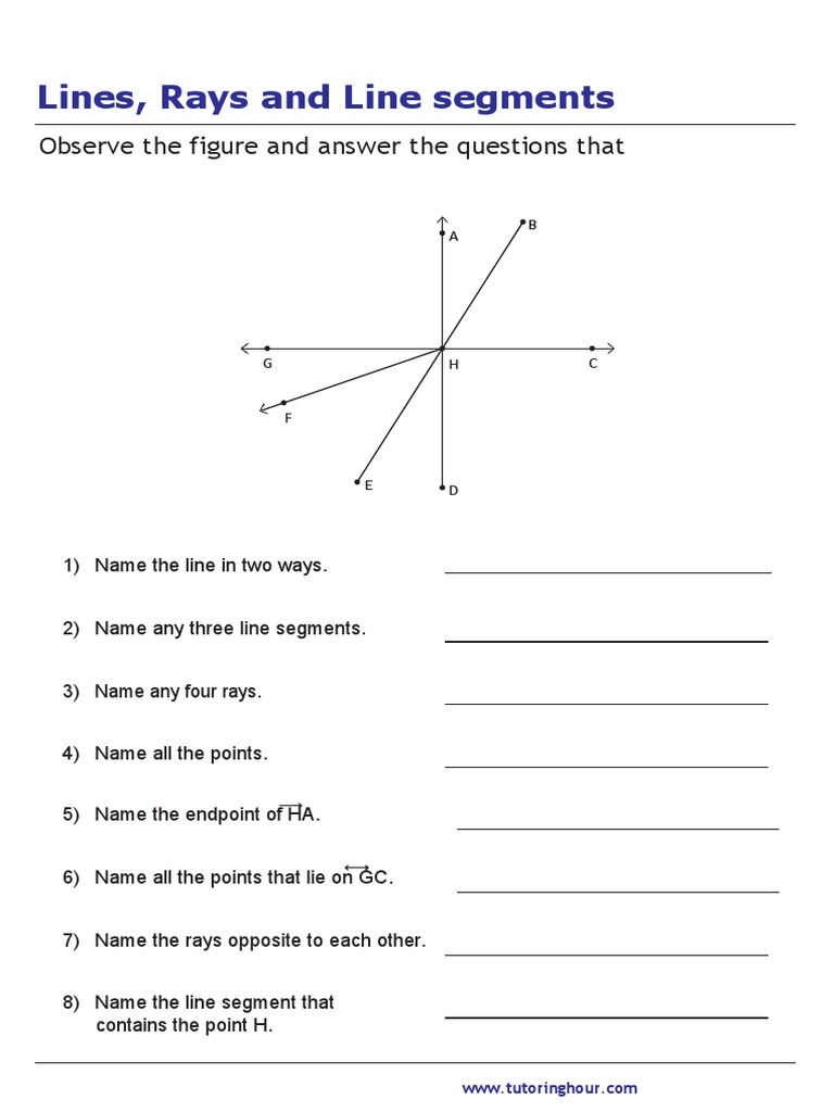 Lines, Rays, and Segments Worksheet | PDF