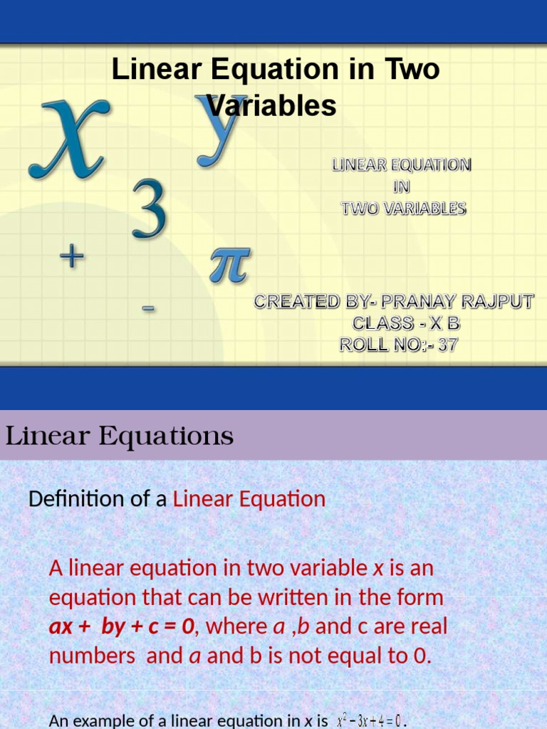 Linear Equation in Two Variables | PDF | Cartesian Coordinate System ...