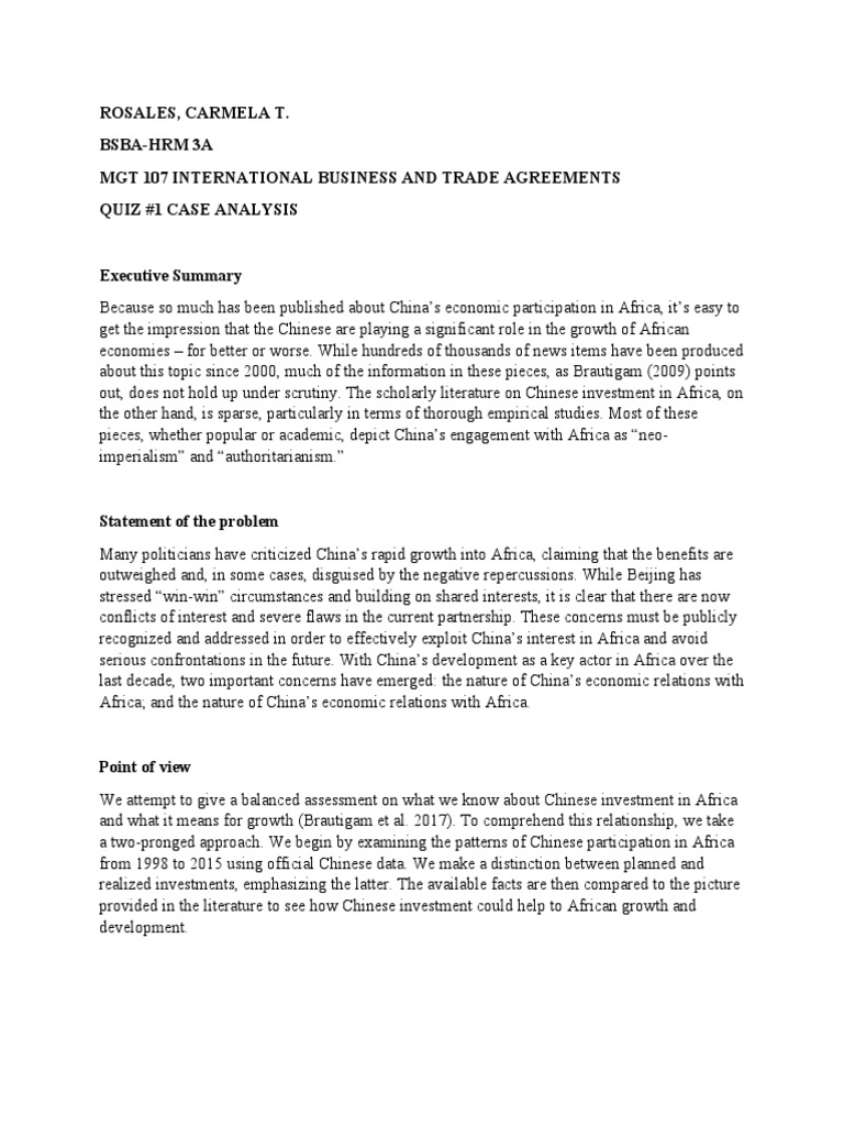 Rosales, Carmela T. BsbaHrm 3A MGT 107 International Business and
