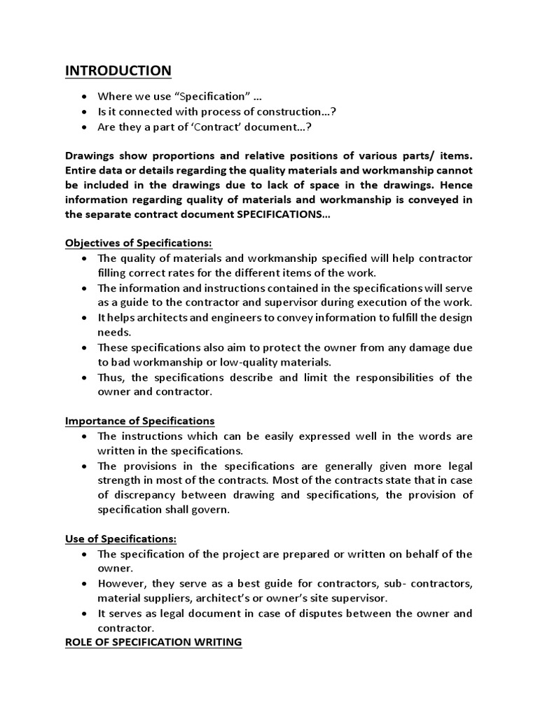 Specification Writing PDF Specification (Technical Standard