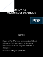 Lesson 4.3 Measures of Dispersion