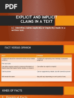 Explicit and Implicit Claims in A Text