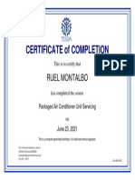 Packaged Air Conditioner Unit Servicing_Certificate of Completion