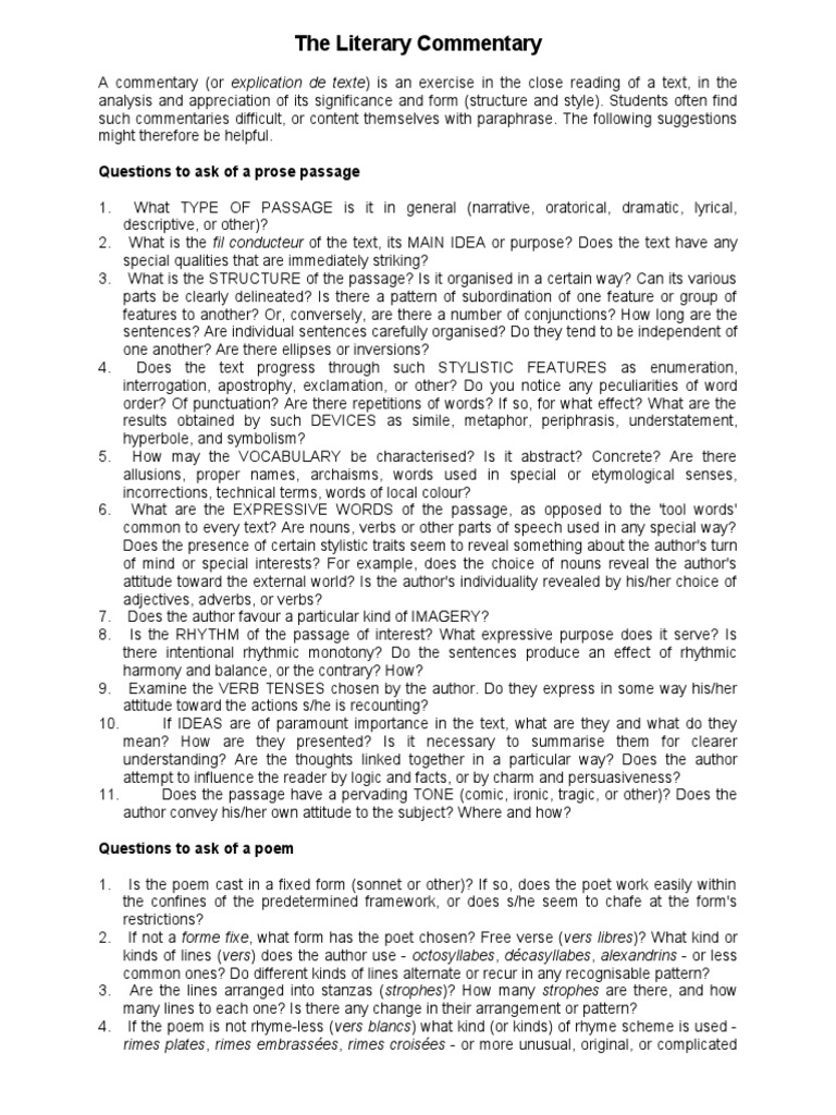 Writing Effective Literary Commentaries | PDF | Poetry | Languages Of ...