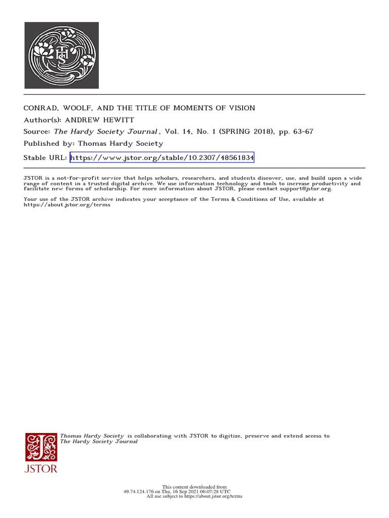 Conrad, Woolf, and The Title of Moments of Vision Download Free PDF