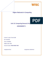 Higher Nationals in Computing: Proposing an IoT Research Project