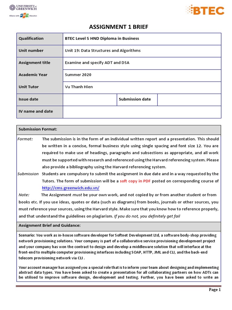 DSA and ADT Specification Assignment | PDF | Computing | Computer Science