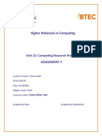 Higher Nationals in Computing: Unit 13: Computing Research Project Assignment 2