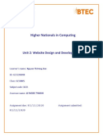 Higher Nationals in Computing: Unit 2: Website Design and Development