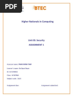 Higher Nationals in Computing: Unit 05: Security Assignment 1