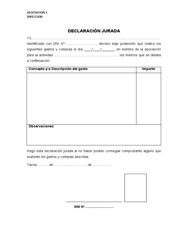 Modelo de Declaración Jurada de Gastos | PDF | Negocios | Derecho