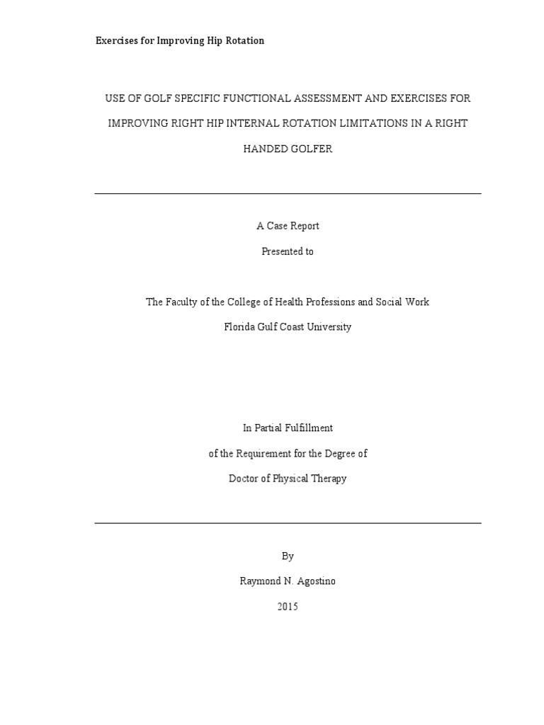 Use of Golf Specific Functional Assessment and Exercises For Improving