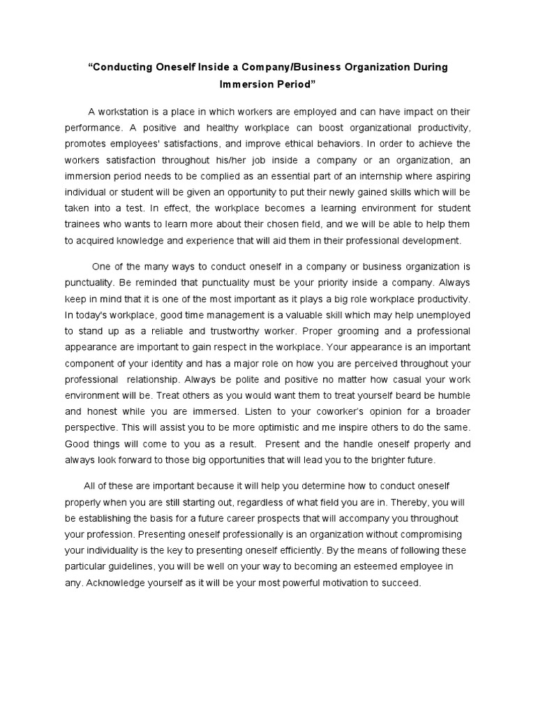 conducting-oneself-inside-a-company-or-business-organization-during